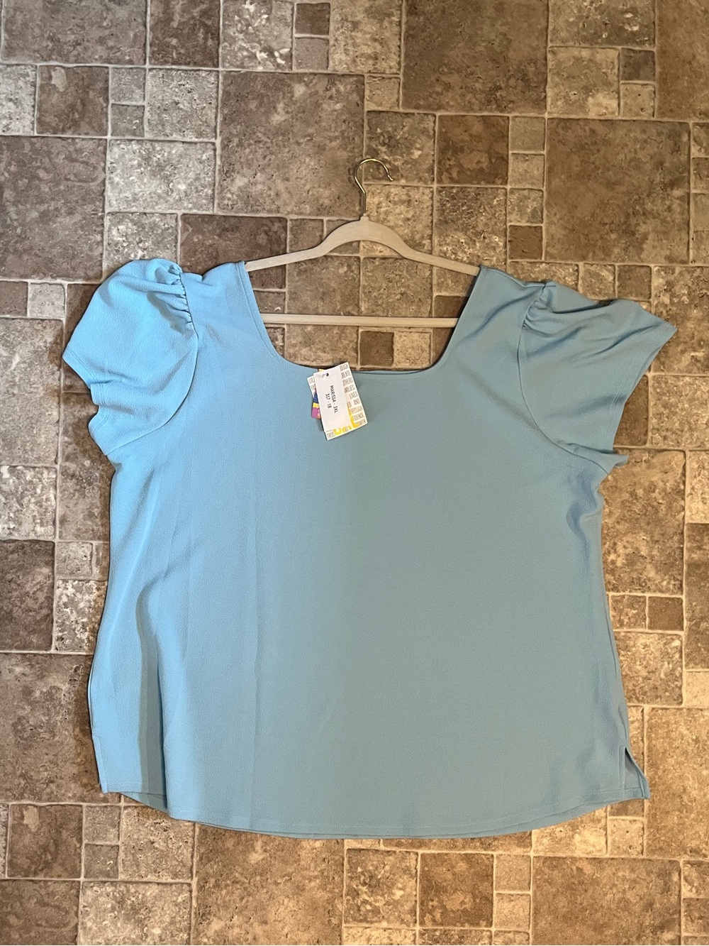 NWT 3X LuLaRoe Marissa Puff Sleeve Square Neck Top